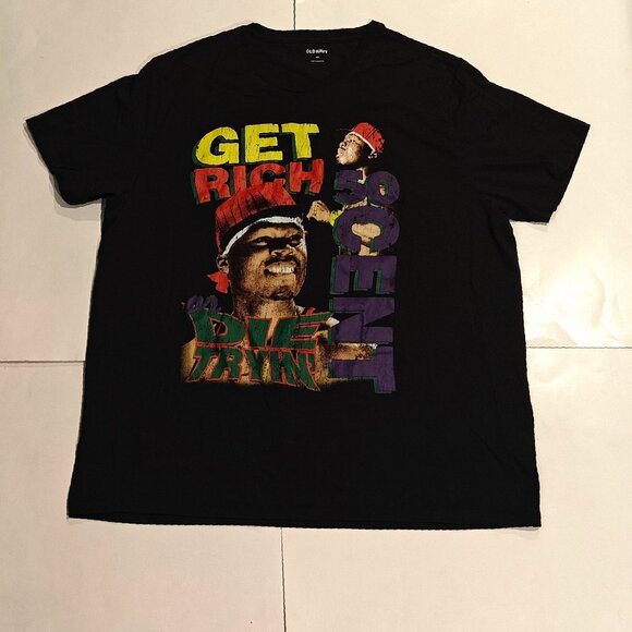 50 Cent Shirt Get Rich Or Die Tryin Find Me Old Navy In Da Club Graphic Rap L - Picture 1 of 7